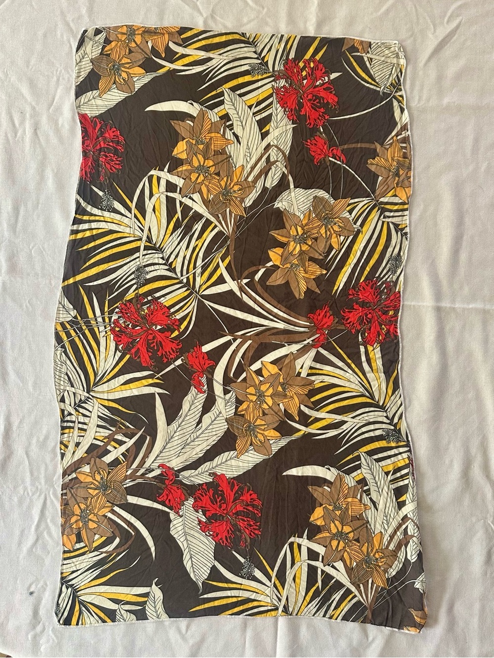 Vintage Tropical Floral Oversized Scarf / Wrap